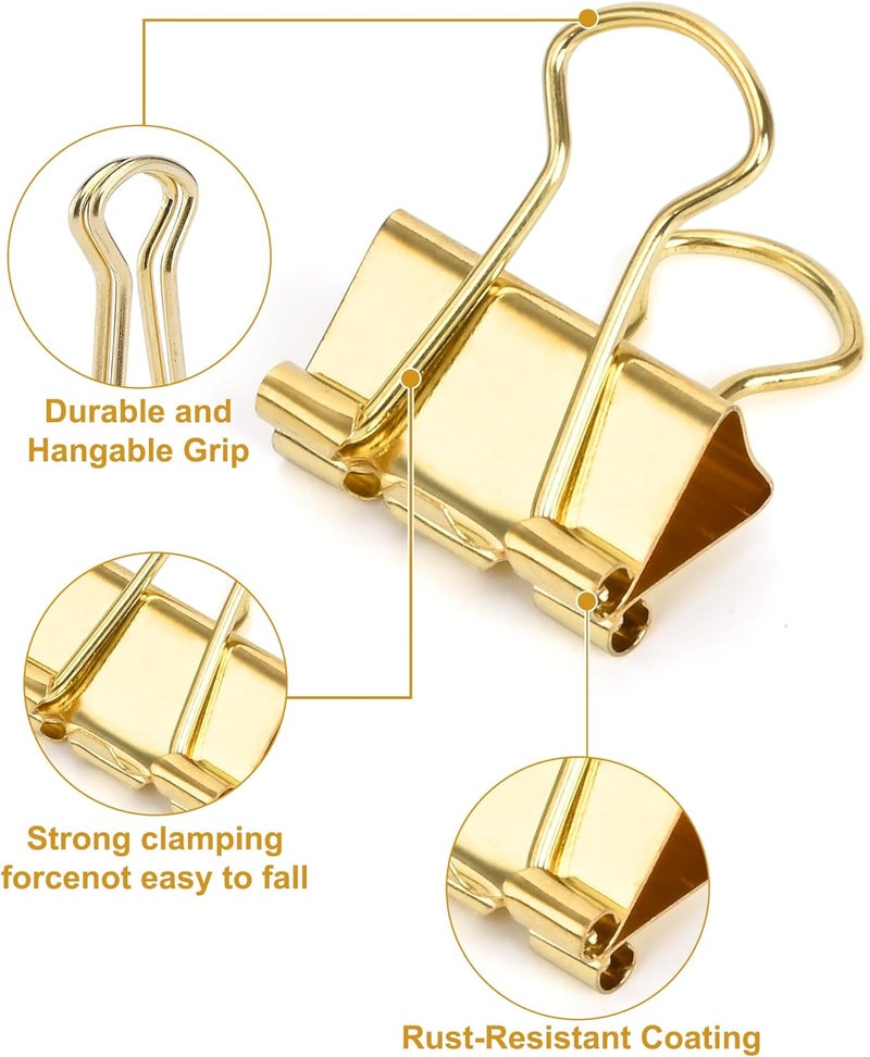CUARUSUIKA Binder Clips, 50 Pack, 0.75 in Small Paper Clips for Office,(Gold) - Image 3